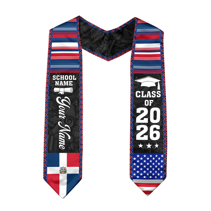 2026 Dominican Republic Flag Graduation Sash, Dominican Stole, Add Detail
