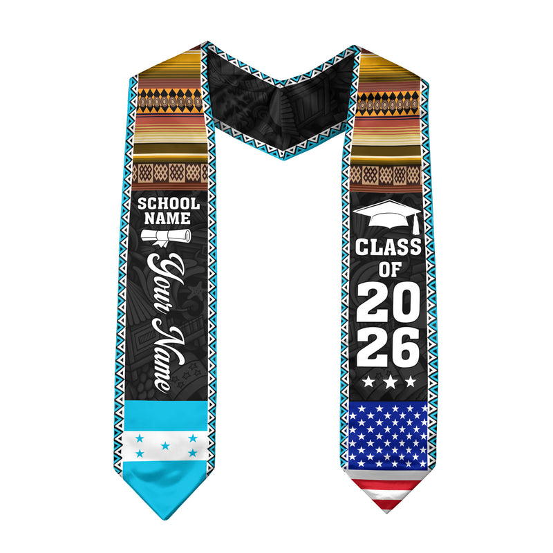 2026 Honduras Flag Graduation Sash, Honduras Stole, Add Personal Detail