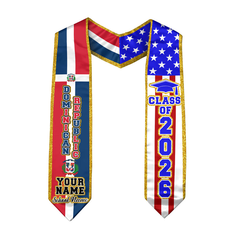 Dominican Flag Graduation Sash 2026, Dominican Stole, Personalized Detail