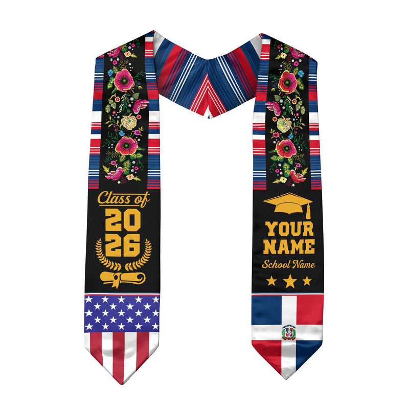 Dominican Republic Graduation Stole 2026, Dominican Flag Sash, Custom Detail