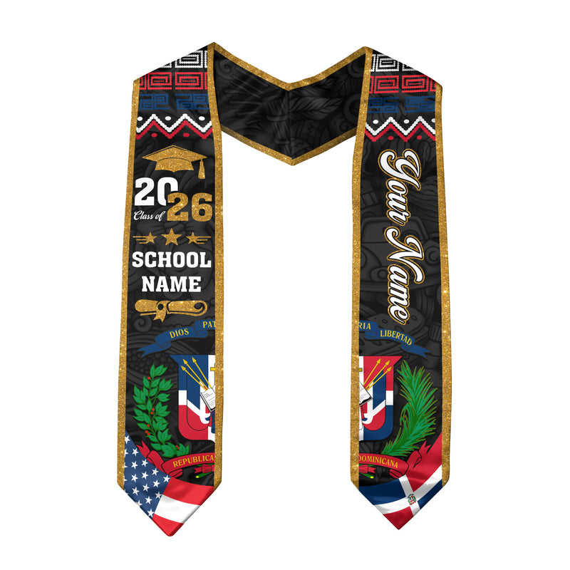 Dominican Flag Graduation Sash 2026, Dominican Stole, Custom Detail Option