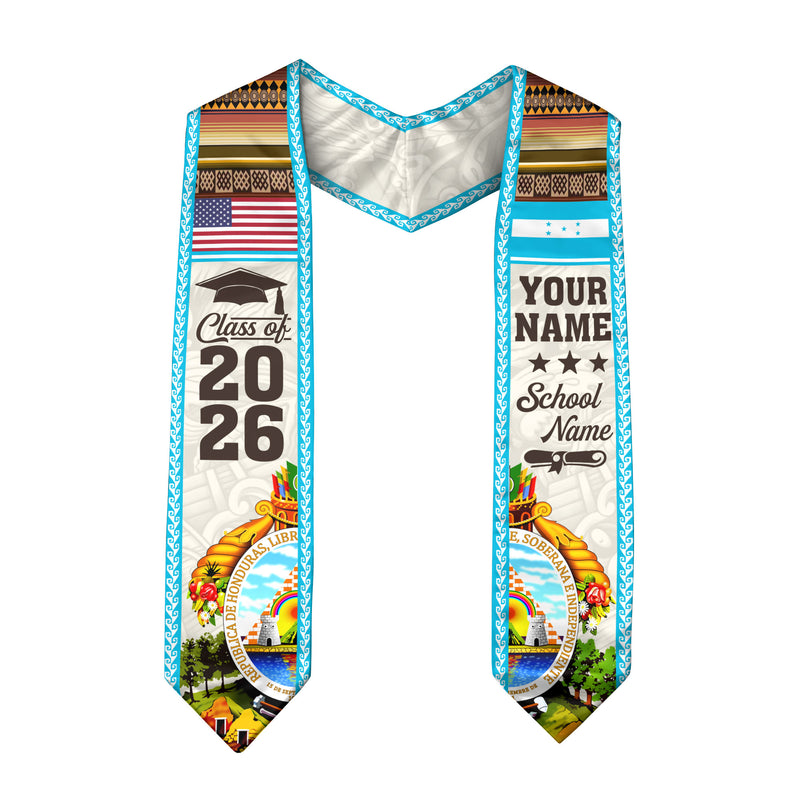 2026 Honduras Graduation Stole, Honduras Flag Sash, Personalized Detail Option