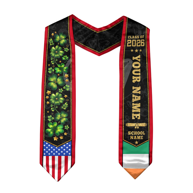 Ireland Graduation Stole 2026, Irish Flag Graduation Sash, Custom Grad Stole for 2026