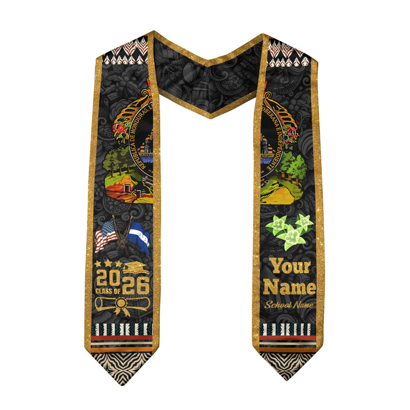 Honduras Flag Graduation Stole 2026, Honduran Stole, Honduran Graduation Sash