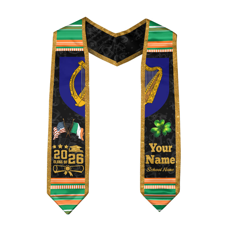 Irish Flag Graduation Sash 2026, Ireland Graduation Stole, Custom Graduation Stole 2026