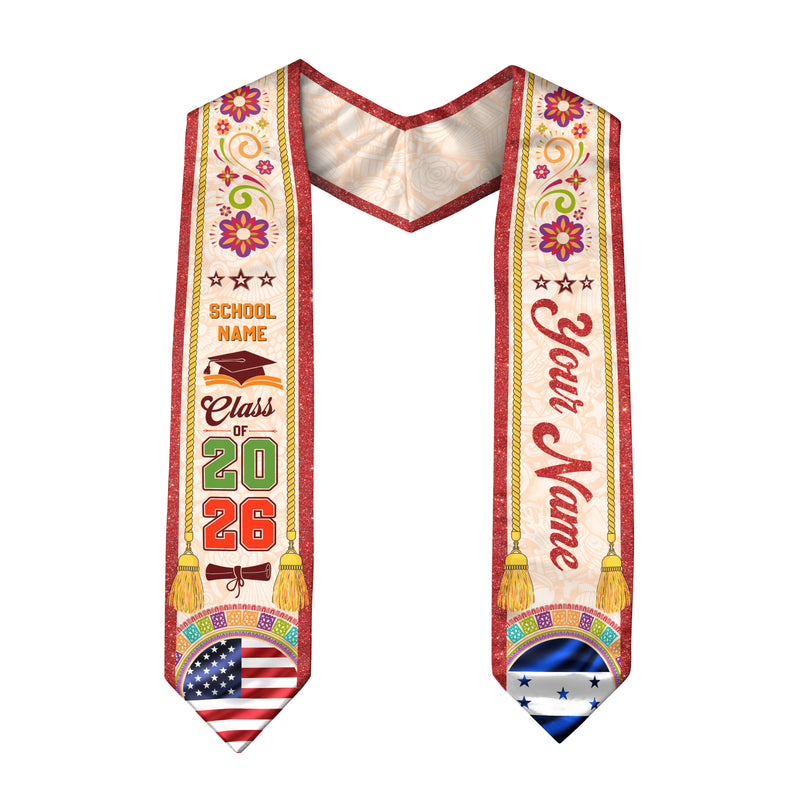 Honduran Stole, Honduras Graduation Sash 2026, Honduras Flag Stole for Graduation