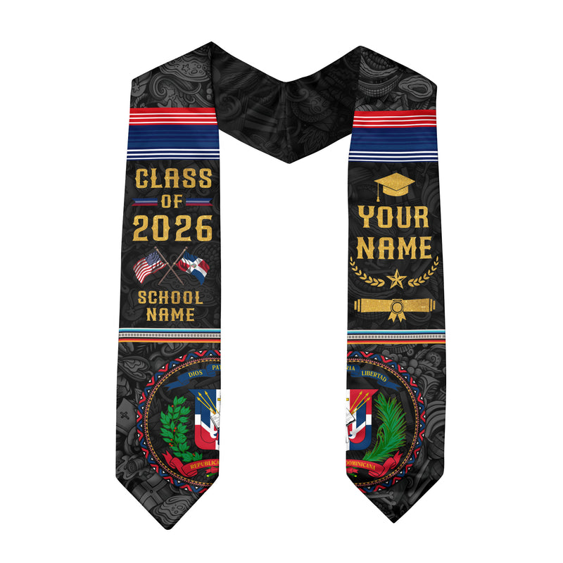 Dominican Flag Graduation Stole, Dominican Sash 2026, Stole for Dominican Pride