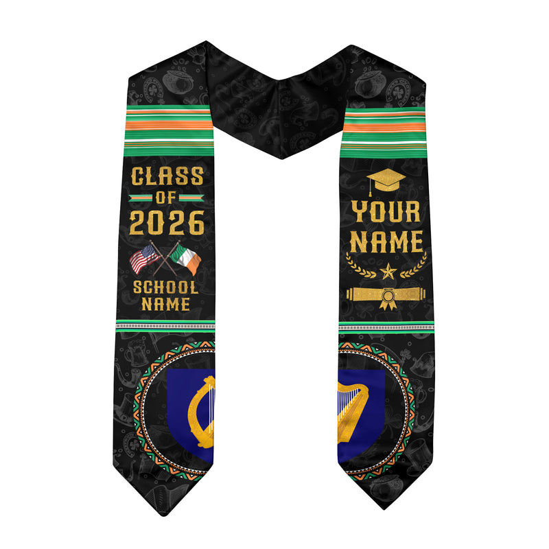 Custom Ireland Graduation Sash 2026, Irish Flag Stole, Ireland Graduation Stole for Grads