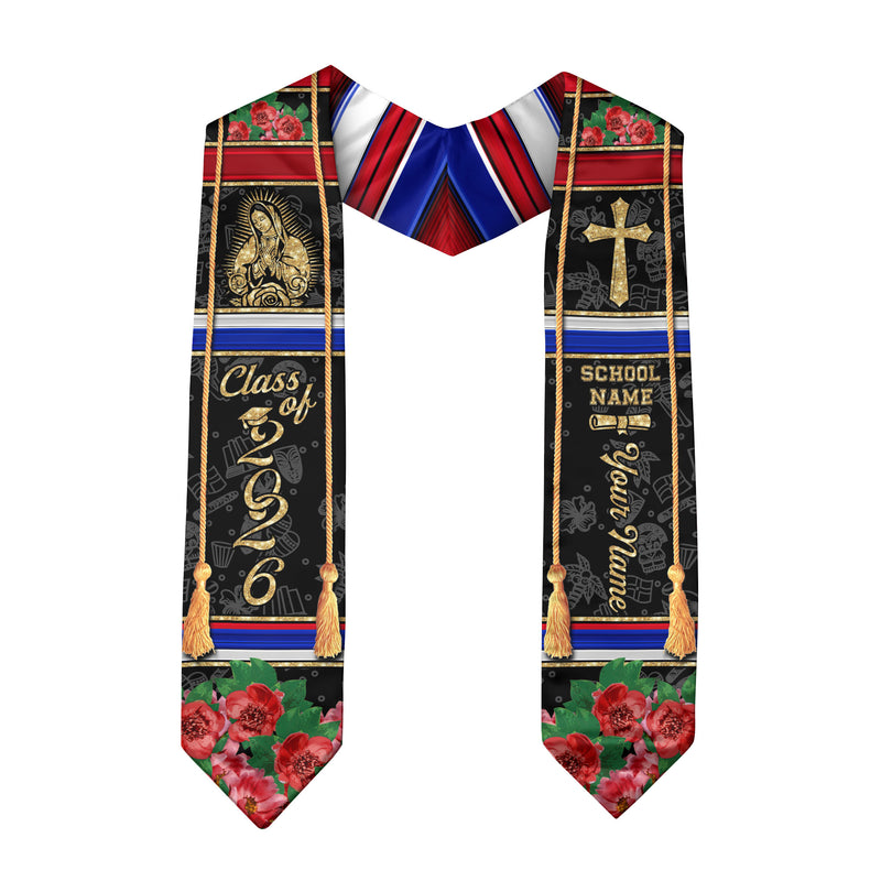 Customized Dominican Republic Graduation Stole, Dominican Flag Stole for Class of 2026 Ceremony