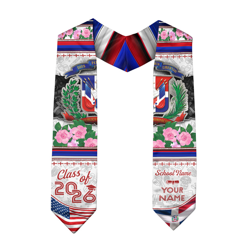 Customized Dominican Graduation Stole with National Flag Design, Graduation Sash 2026