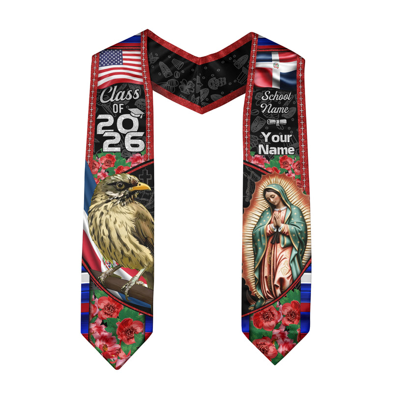 Customized Graduation Stole Dominican Republic, Flag Inspired Sash for Class of 2026
