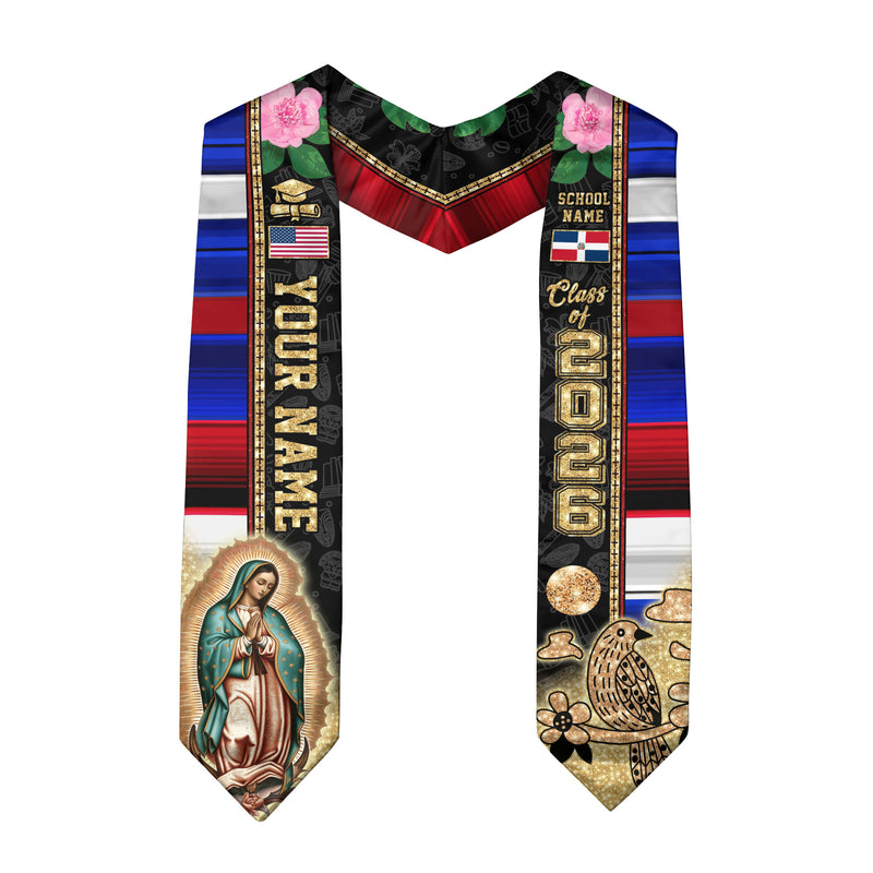 Customized Dominican Republic Graduation Sash, Flag Style Stole for Commencement 2026