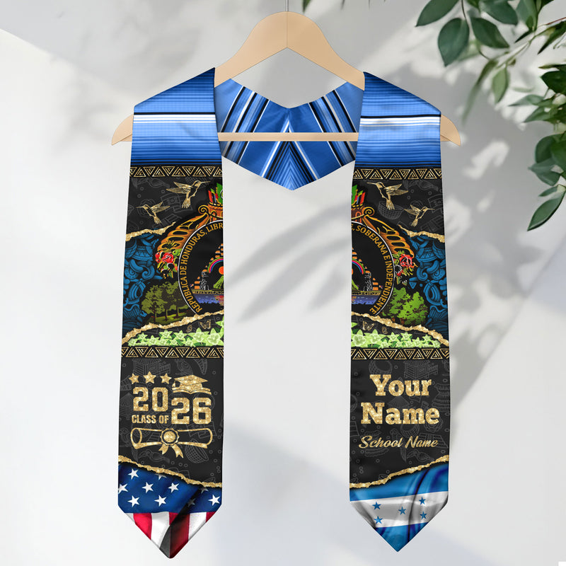 Customized Honduras Graduation Stole Highlighting National Flag Style, Graduation Sash 2026