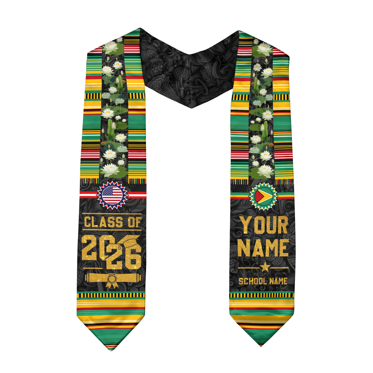 Guyana Flag Graduation Stole 2026, Guyana Stole Sash, Custom Grad Sash Class of 2026