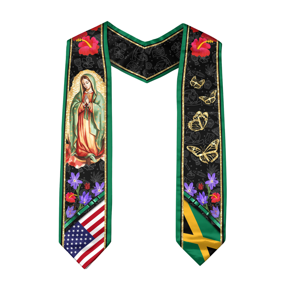 Jamaica Flag Graduation Stole 2026, Jamaican Graduation Sash, Clean and Elegant Graduation Style