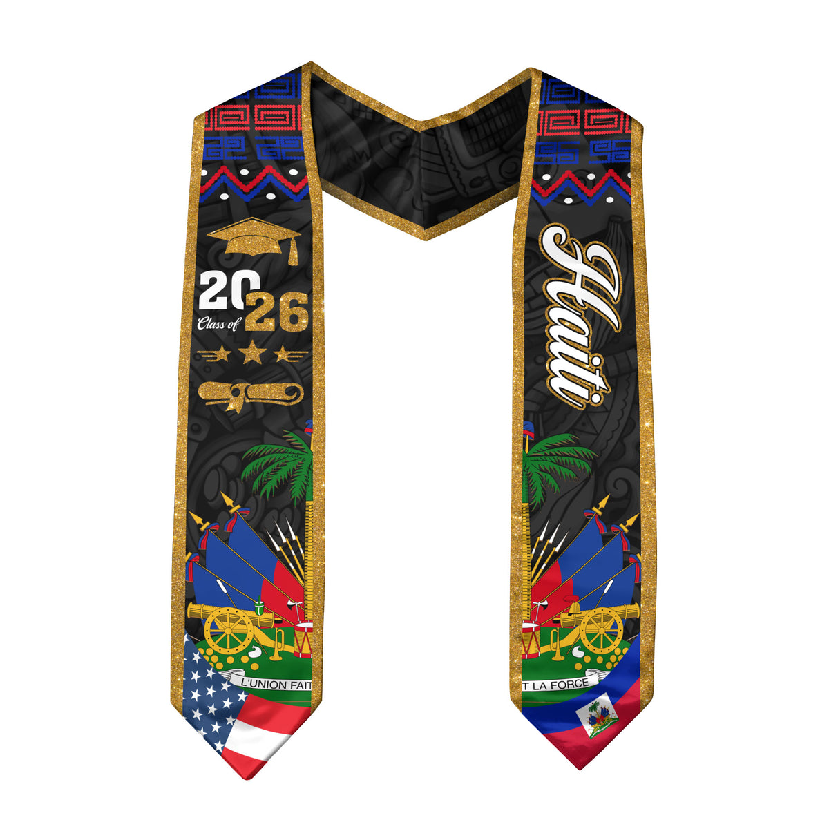 Haiti Graduation Stole 2026, Haitian Flag Graduation Sash, Classic Academic Stole for Class of 2026